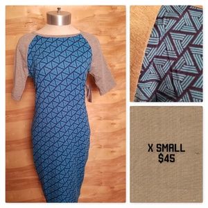 NWT LuLaRoe Julia Amelia Blue/ Gray CUTE!